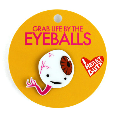 Brown Eyeball Lapel Pin - Grab Life by the Eyeballs - I Heart Guts