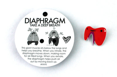 Diaphragm Lapel Pin - Cute Diaphragm Character Pin - Respiratory Therapist Pins & Gifts - 