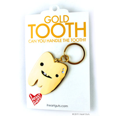 Gold Tooth Keychain | Gold Teeth Keychain - Gold Tooth Grillz Cap Keychain