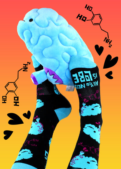 Brain Socks | Cute Brain Sock - Funny Neuro Sock - Mental Health Psych Socks
