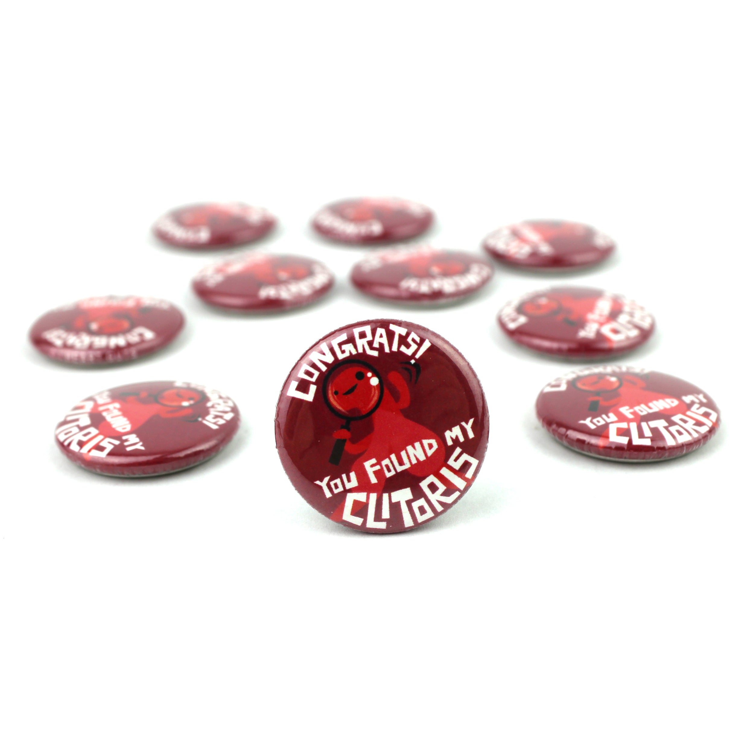 Congrats! You Found My Clitoris Buttons - Set of 10 | I Heart Guts Plush  Organs