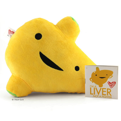 Liver Plush - I'm a Liver Not a Fighter - Plush Organ Stuffed Toy Pillow - I Heart Guts