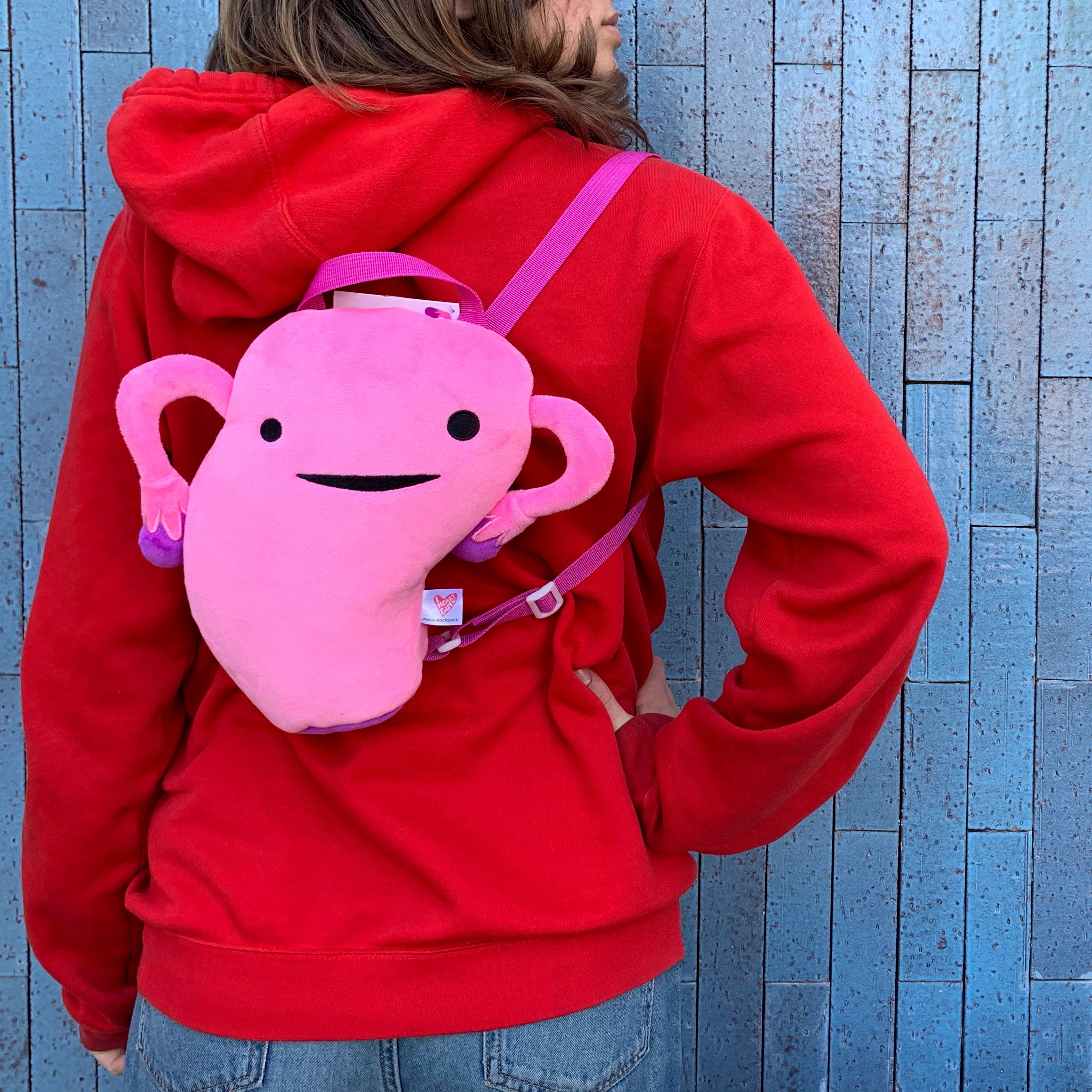Uterus Backpack | Cute Plushy Womb Fuzzy Bag Funny Stuffed Uterus