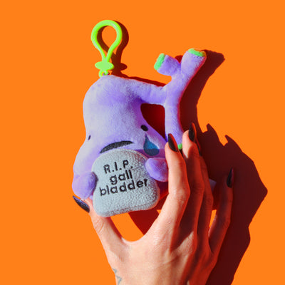 Gallbladder Mini Plushie Bag Charm - 5" Cute Gallbladder Surgery Gift, Gallbladder RIP Plush Keychain
