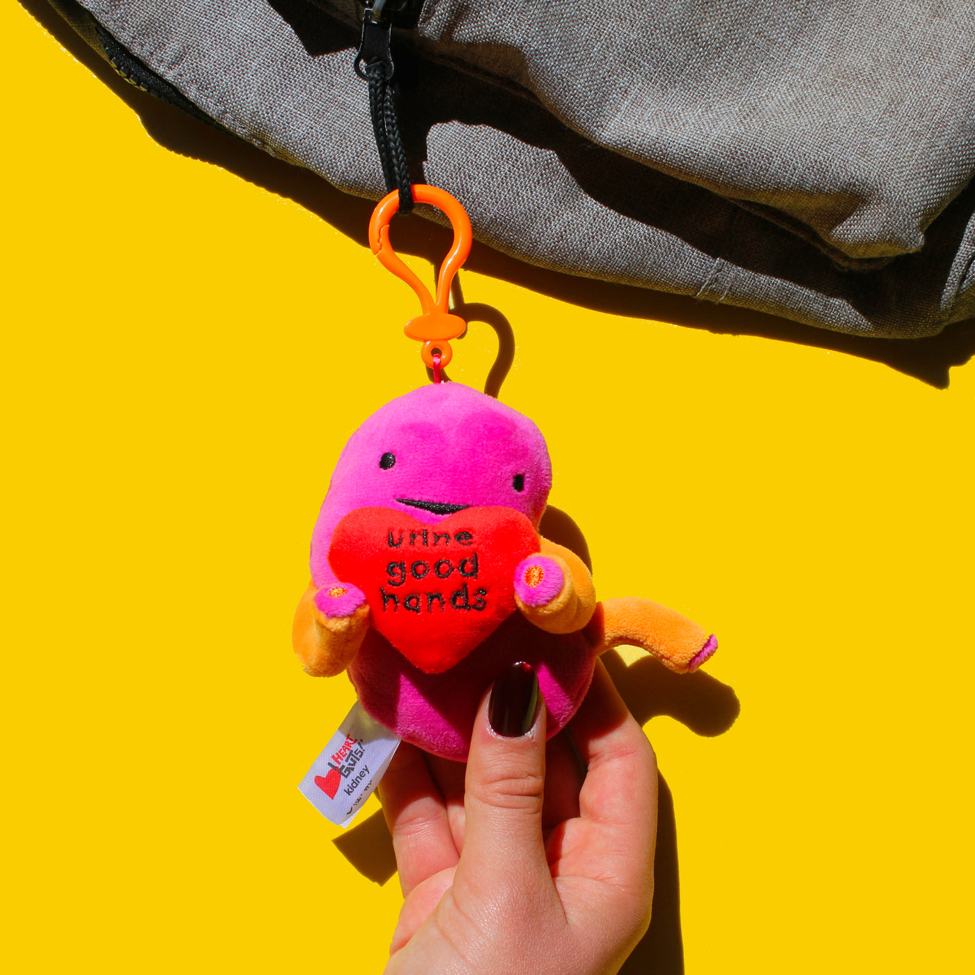 Kidney Mini Plushie Bag Charm - Urine Good Hands 4" Keychain