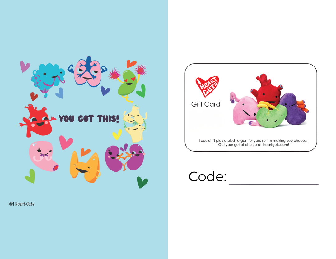 I Heart Guts Plush Organs Gift Card | Last-Minute Gift Idea Organ
