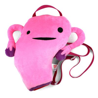 Uterus Plushie Backpack | Cute Fuzzy Womb Bag w/ Zipper & Adjustable Straps - I Heart Guts