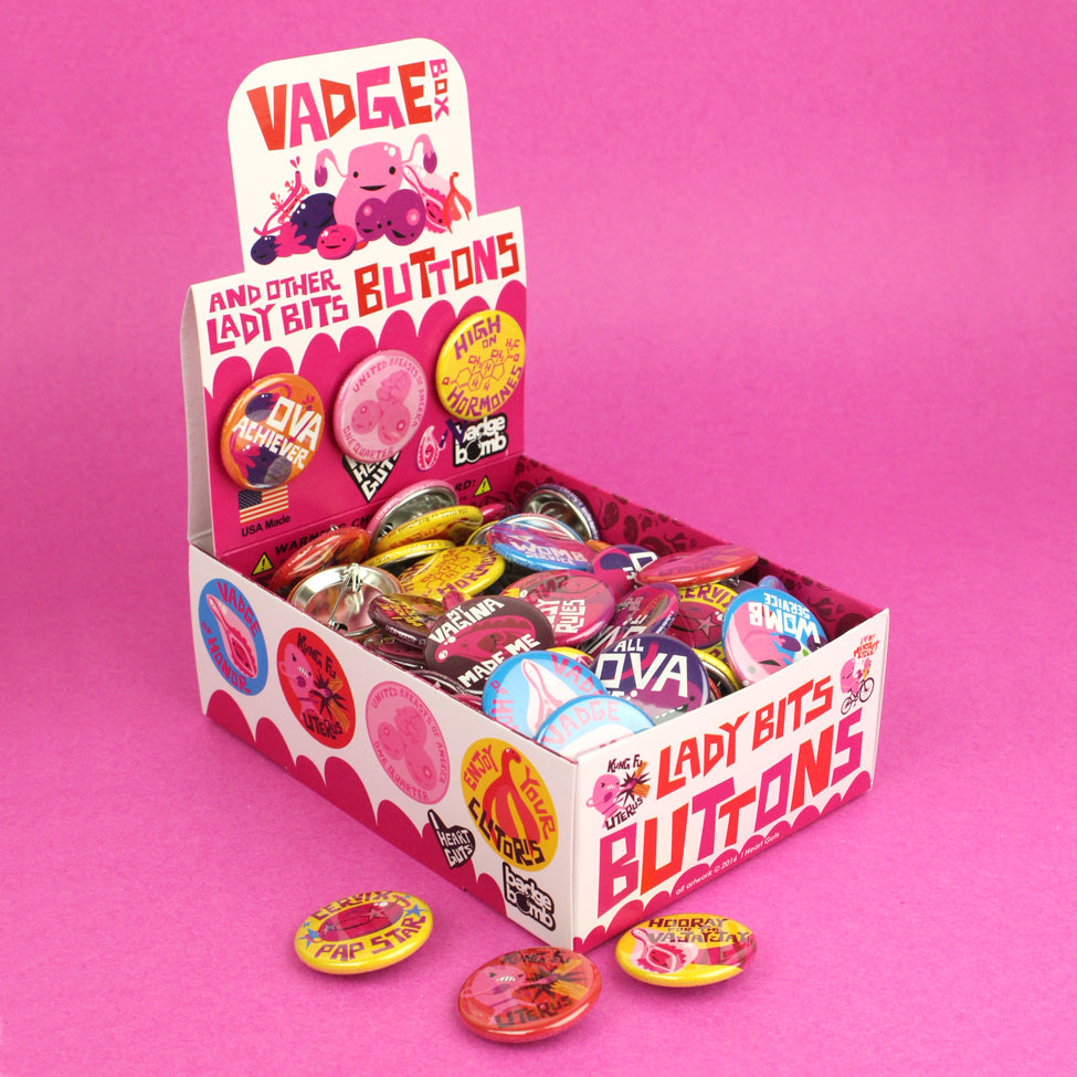 Vadge Button Box - 120 Pcs Variety Lady Bits 1.25" Buttons