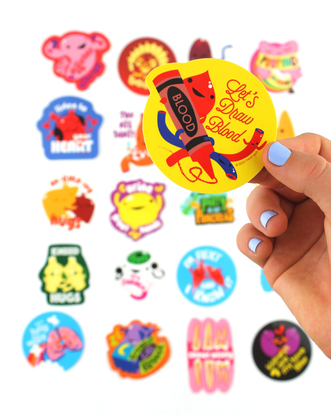 Cute Anatomy Stickers - 20 Human Organ Variety Pack of 2.25" Stickers