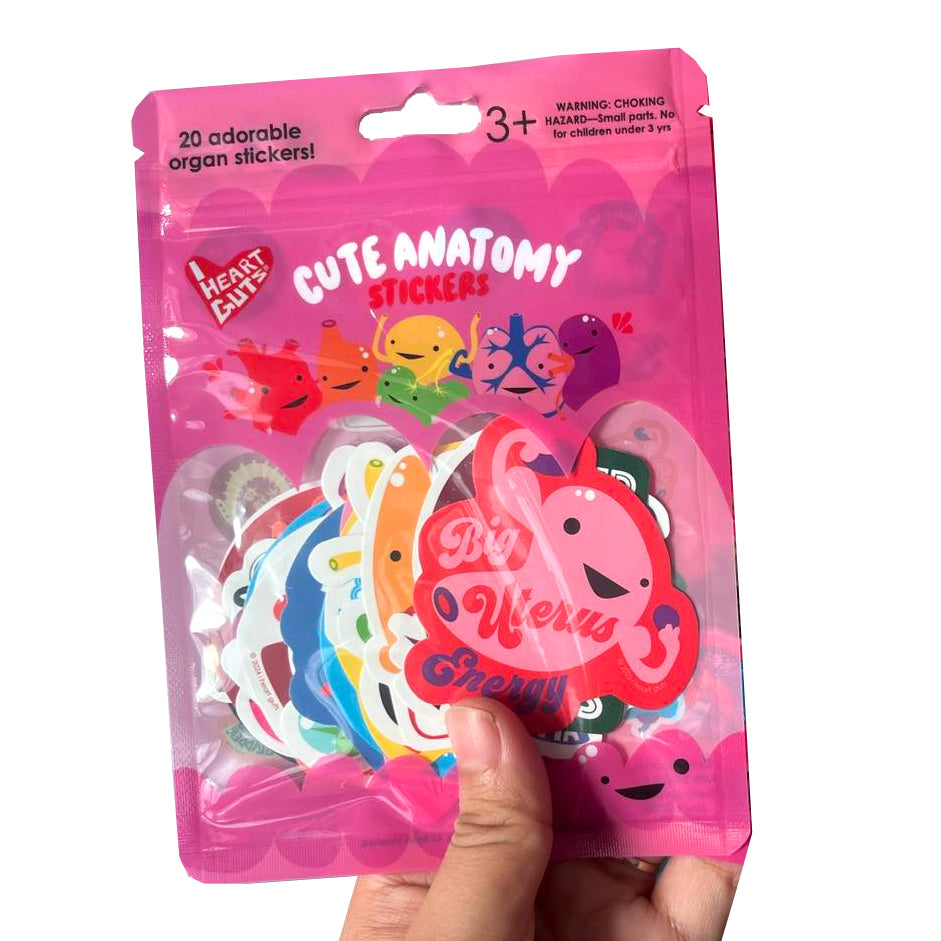 Cute Anatomy Stickers - 20 Human Organ Variety Pack of 2.25" Stickers