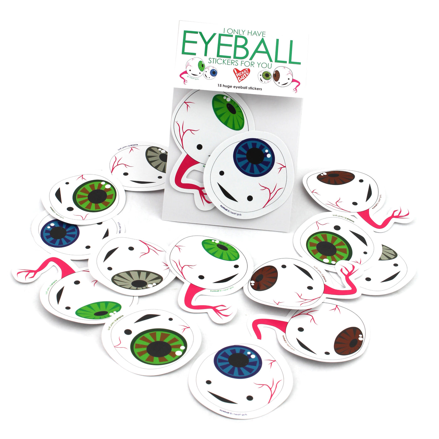 I Heart Guts I Only Have Eyeball Stickers for You - 15 Eyeball Stickers - Vinyl Sticker Pack