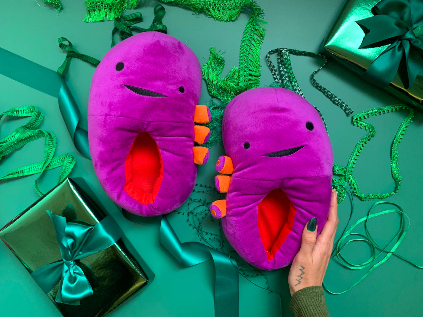 Kidney Plush Slippers - Women's Shoe Size 5-9 / Kids Youth Shoe Size 3-6