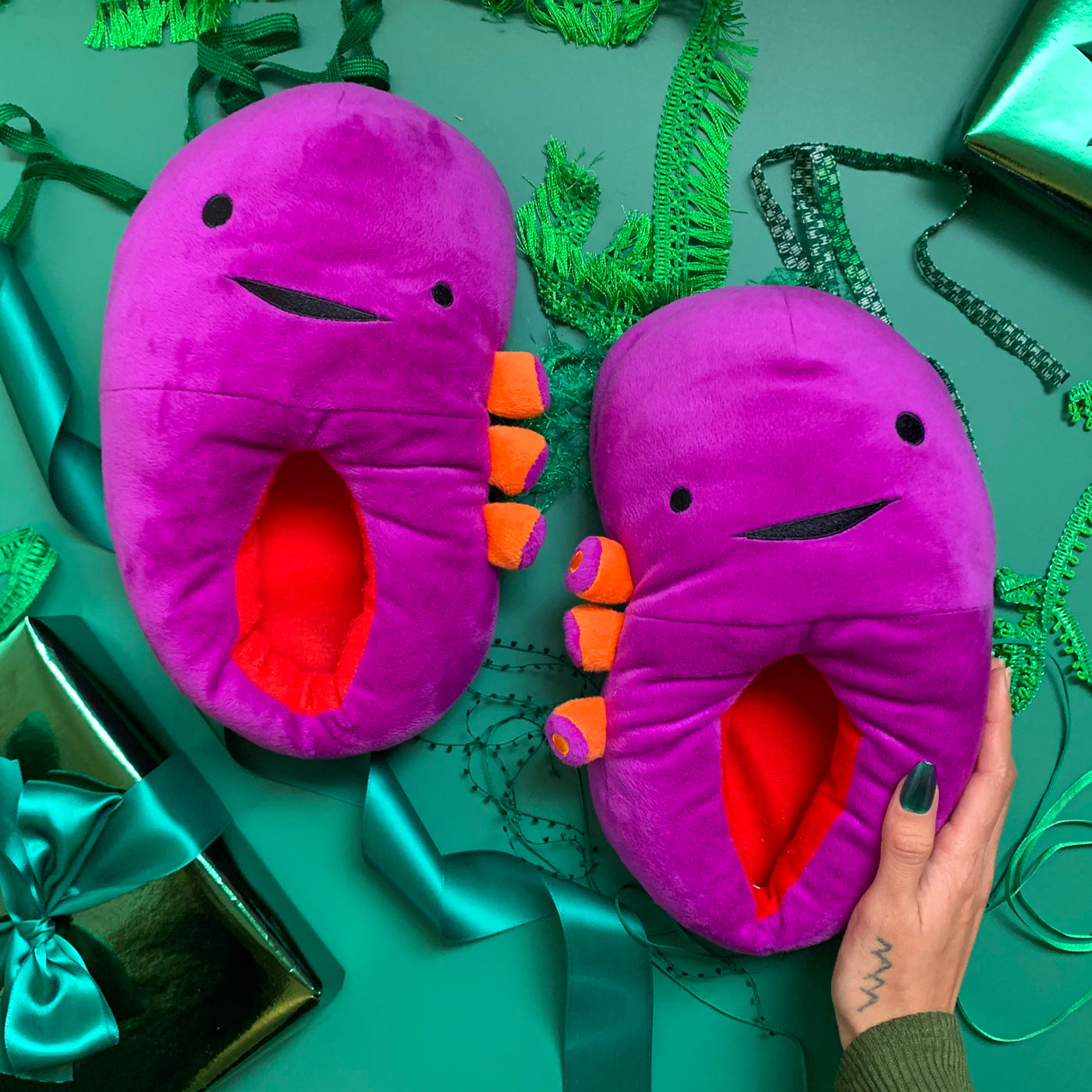 Kidney Plush Slippers - Women's Shoe Size 5-9 / Kids Youth Shoe Size 3-6