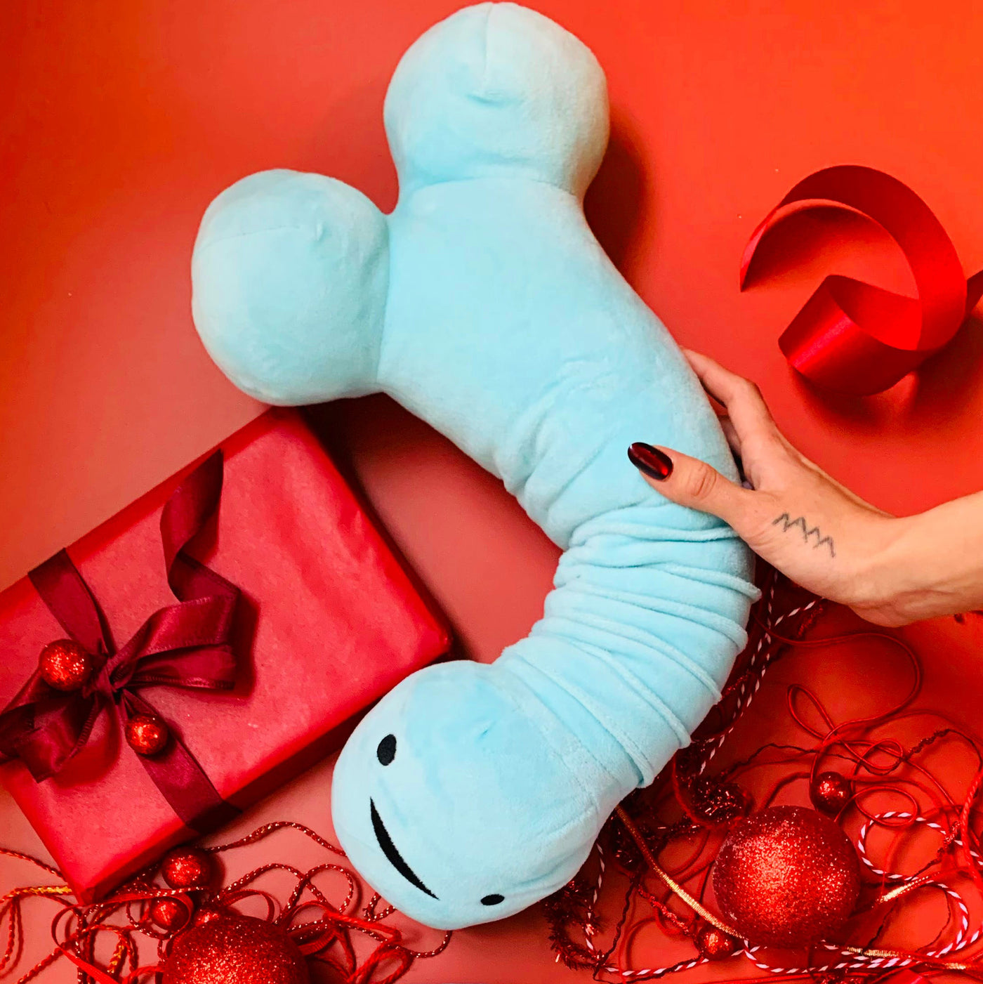 Penis Neck Pillow With Foreskin Pocket - Adjustable Travel Phallus Plushie