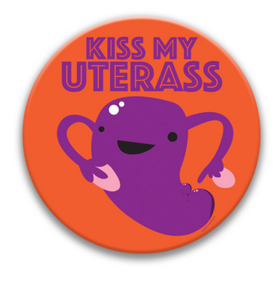 Kiss My Uterus Magnet - Reproductive Rights Humor, OB/GYN Midwife Doula Labor and Delivery Nurse Funny Gift - I Heart Guts