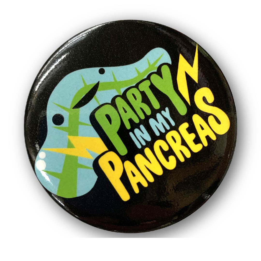Party in My Pancreas Magnet - Black Background - I Heart Guts