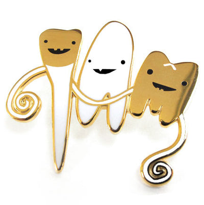 Tooth Enamel Pin | Teeth Enamel Lapel Pin Cute Funny Dentist Gift - Gold Tooth Pin