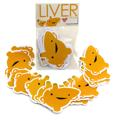 Love Your Liver Stickers - 15 Liver Stickers - I Heart Guts