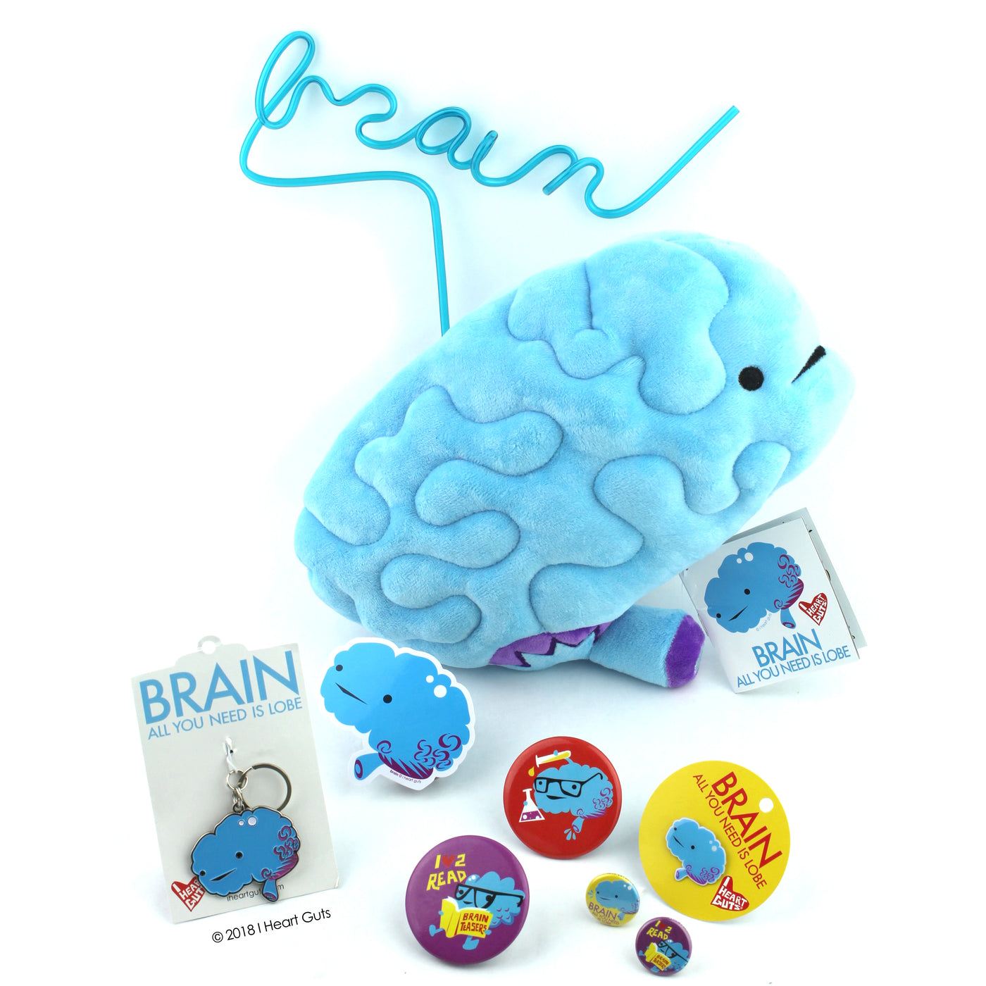 Brain Button | Cute Brain Buttons - Brain, Reading Mental Health Funny Buttons