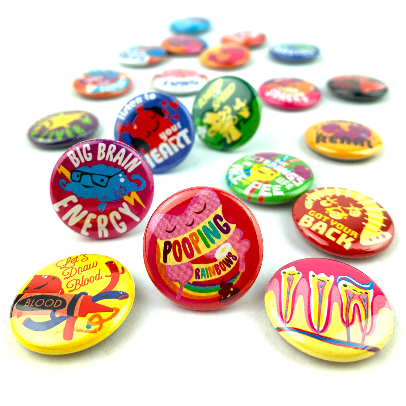 Cute Organs & Health Care Funny Button Set of 20 Badges