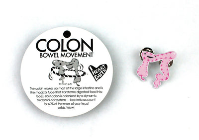 Colon Lapel Pin - Cute Funny Colon Awareness Pin - Colon Pooping Probs Pin