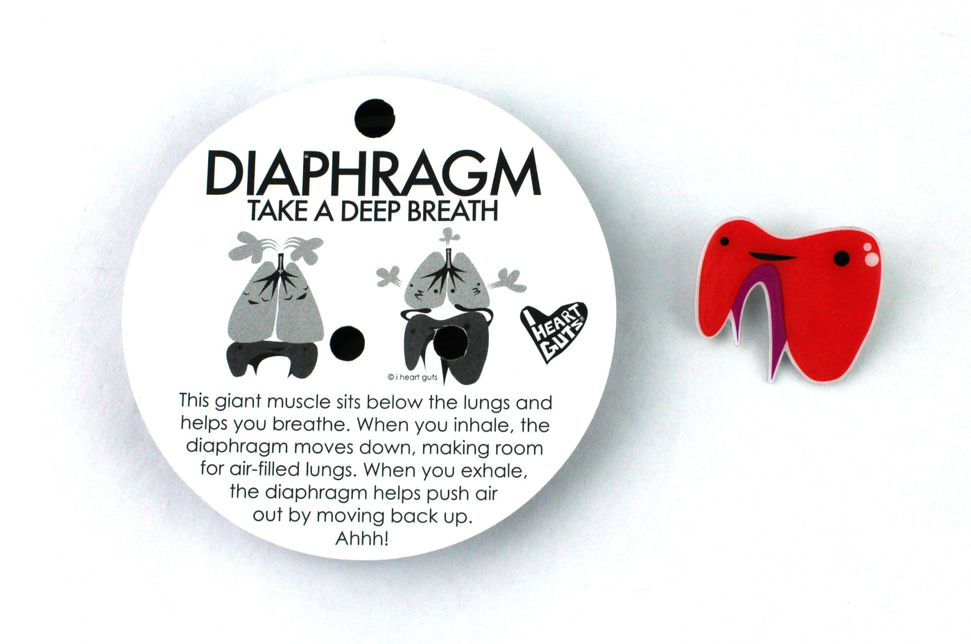 Diaphragm Lapel Pin - Cute Diaphragm Character Pin - Respiratory Therapist Pins & Gifts - 