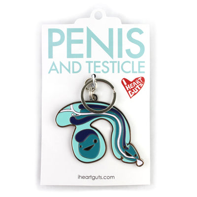 Sparkly Penis + Testicle Keychain - Glitter Penis Keychain Funny Urology Gift