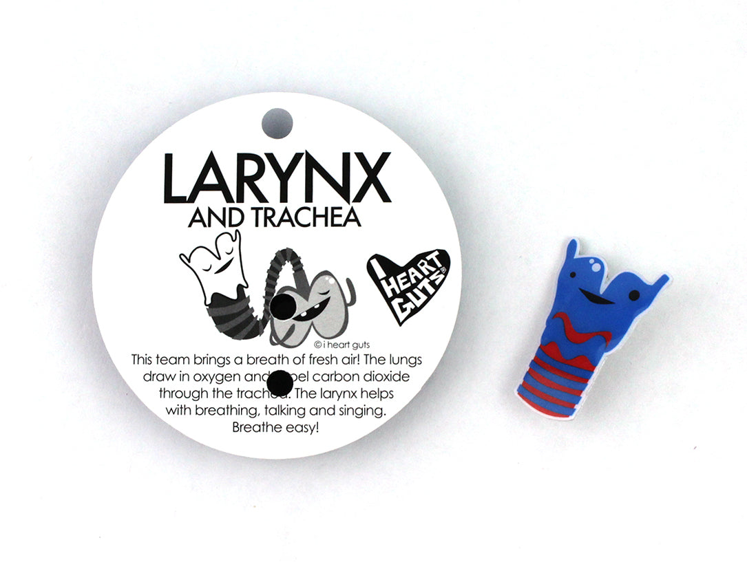 Trachea + Larynx Lapel Pin - Breathe Deep! - I Heart Guts