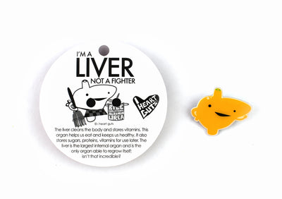 Liver Lapel Pin - Cute Funny Liver Pins - Liver Anatomy Pins - Hepatology Humor Pins
