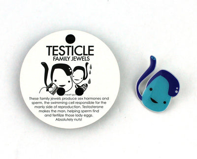 Testicle Lapel Pin - Cute Testicles Pin - Funny Testicular Cancer Awareness Pins