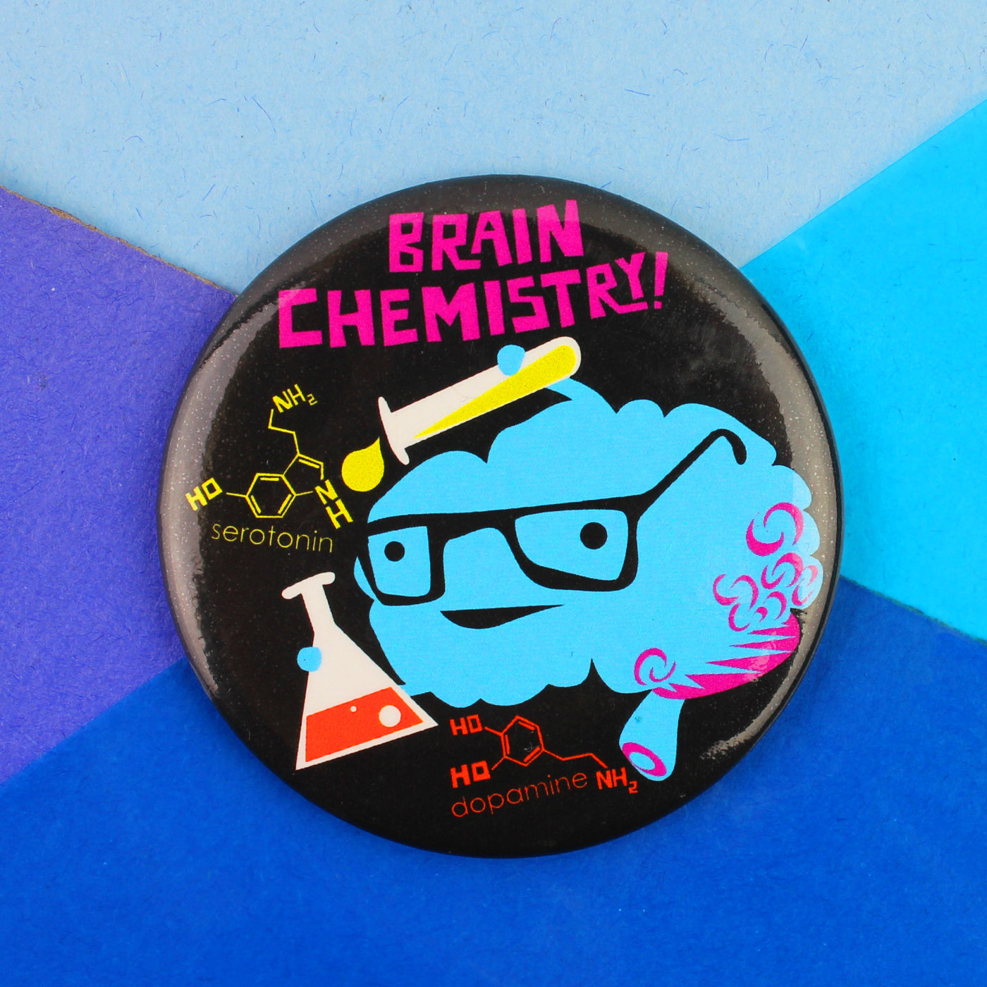 Brain Chemistry Magnet - Black Background - I Heart Guts