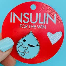 Diabetic Character Enamel Lapel Pin - T1D For The Win lapel pin - I Heart Guts