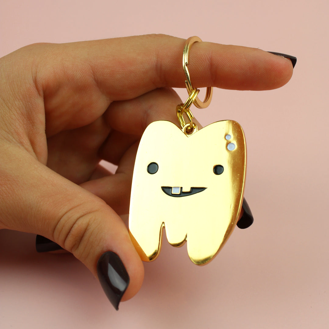 Gold Tooth Keychain | Gold Teeth Keychain - Gold Tooth Grillz Cap