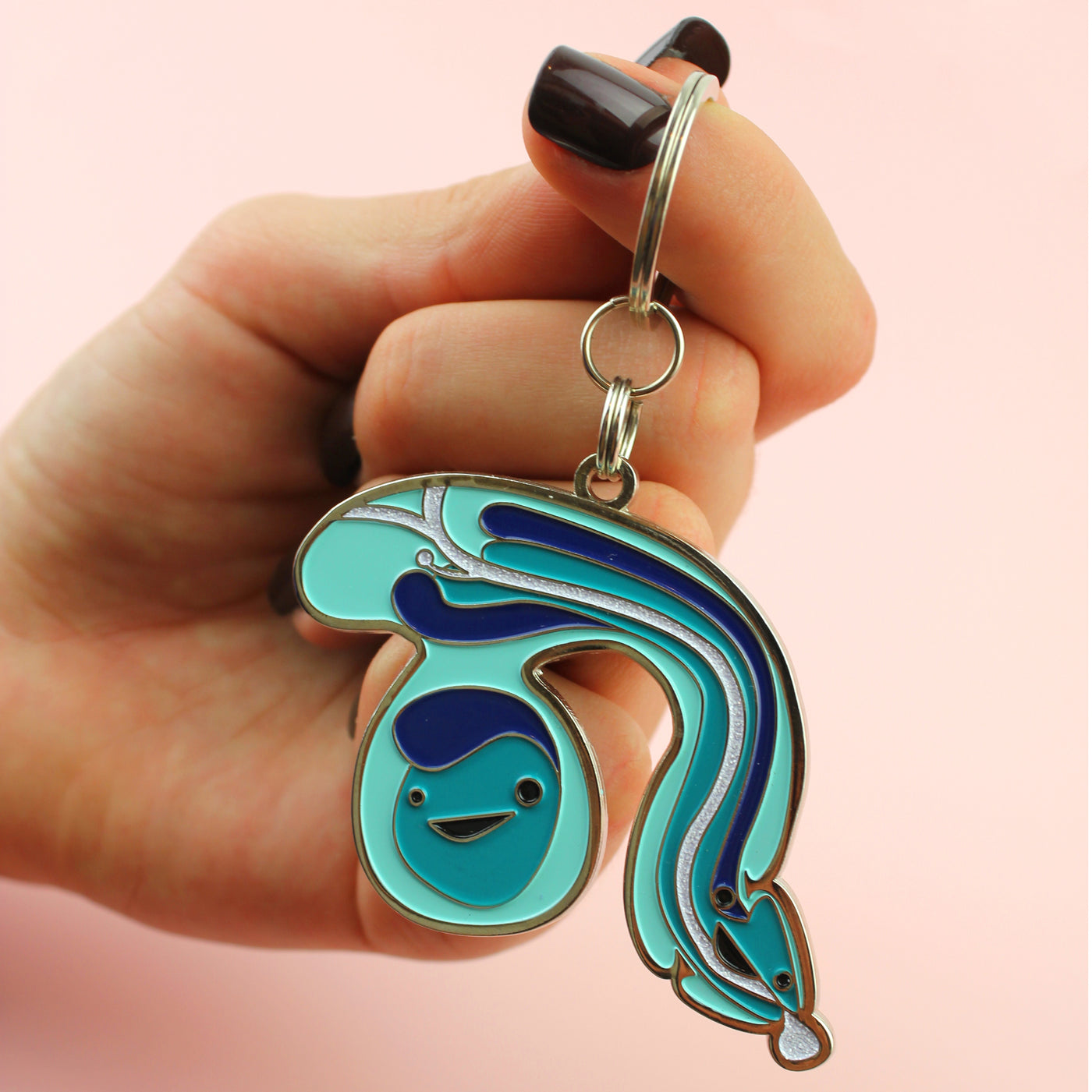 Sparkly Penis + Testicle Keychain - Glitter Penis Keychain Funny Urology Gift
