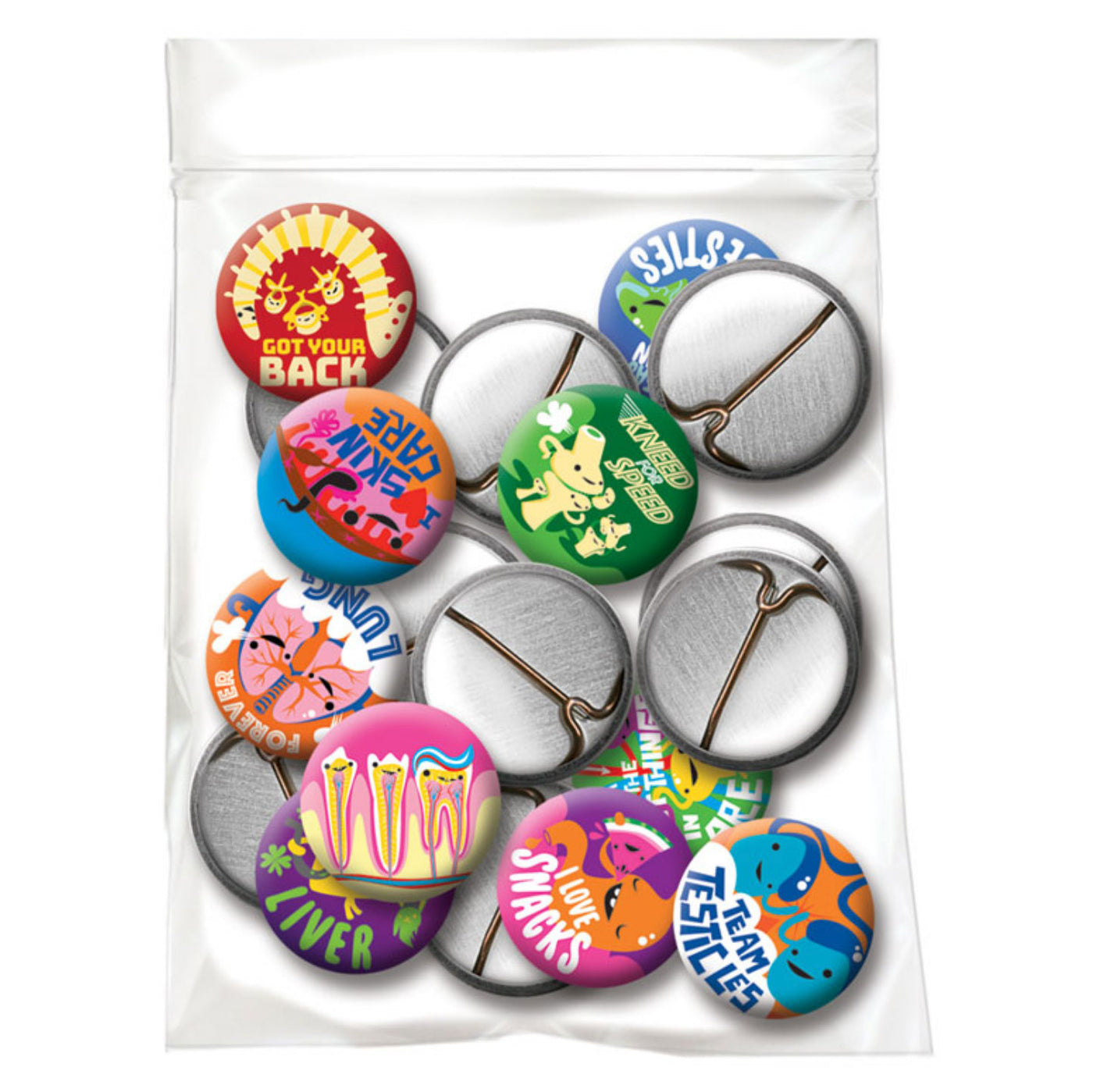 Cute Organs & Health Care Funny Button Set of 20 Badges - I Heart Guts