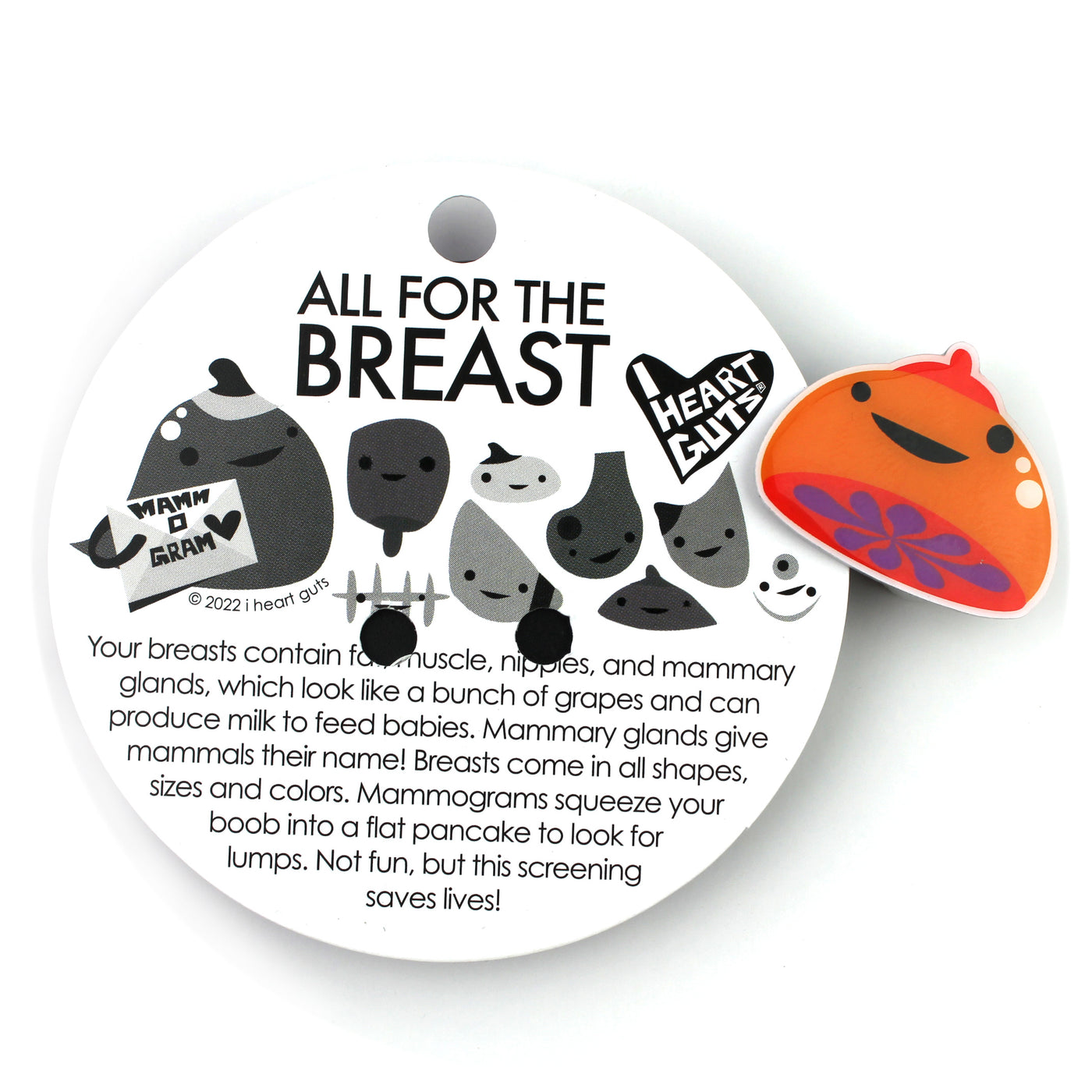 breast enamel pin breast-cancer cute funny mastectomy chemo radiation humor gift mammogram breast early detection awareness giveaways educational