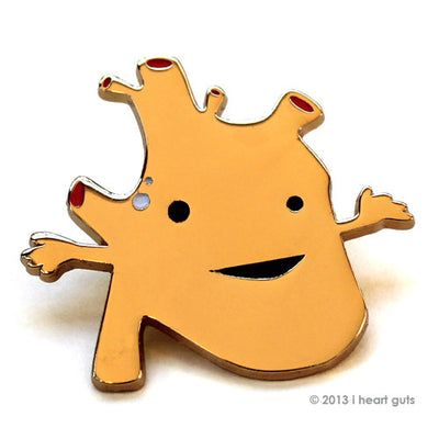 Heart of Gold Enamel Pin - Cute Gold Heart Metallic Pin - Stylish Anatomy Pins