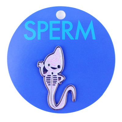 Sperm Sparkly Enamel Lapel Pin | Sperm Donor Glitter Pin - Sperm Bank Funny Anatomy Pins