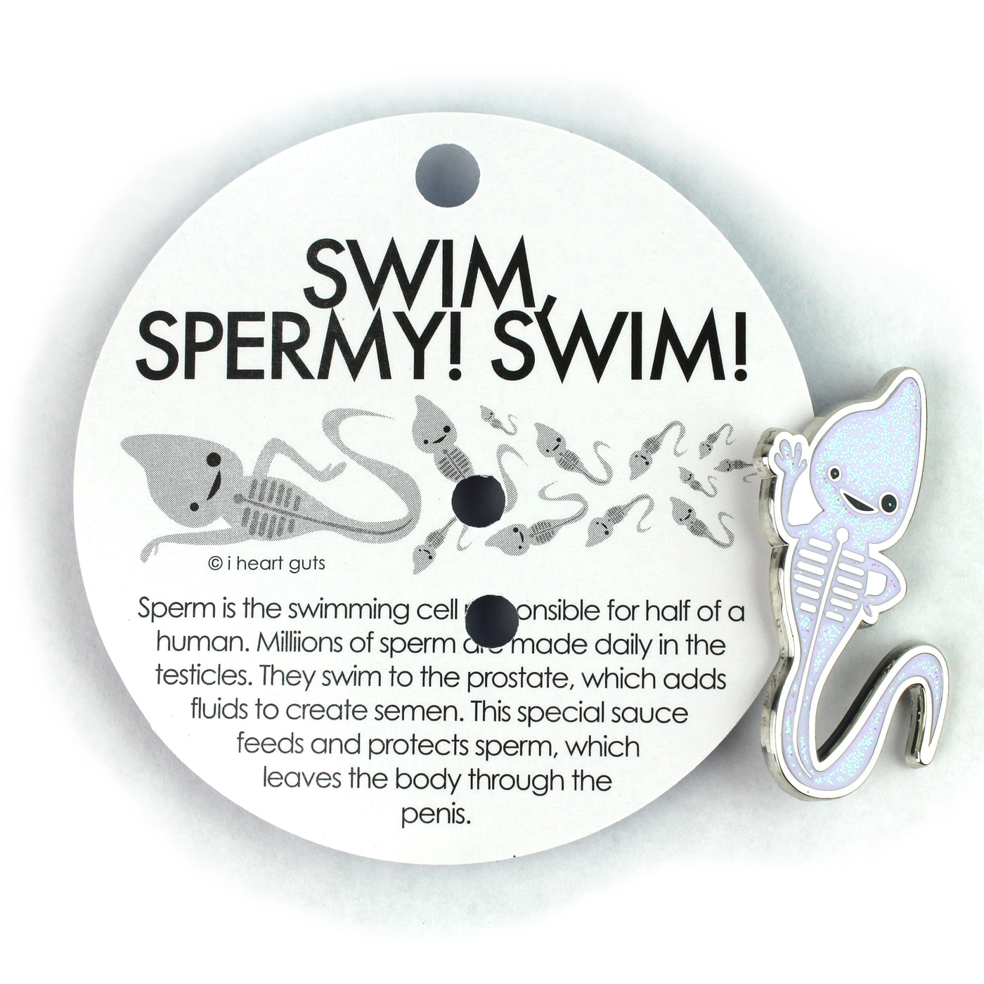Sperm Sparkly Enamel Lapel Pin | Sperm Donor Glitter Pin - Sperm Bank Funny Anatomy Pins