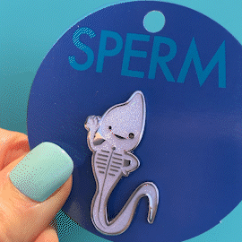 Sperm Sparkly Enamel Lapel Pin - I Heart Guts