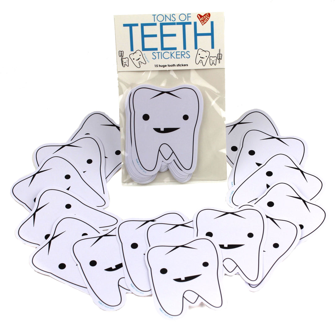 Tooth Emoji Stickers Pack - 100 Assorted Designs, Dental Prizes For Kids, USA Made