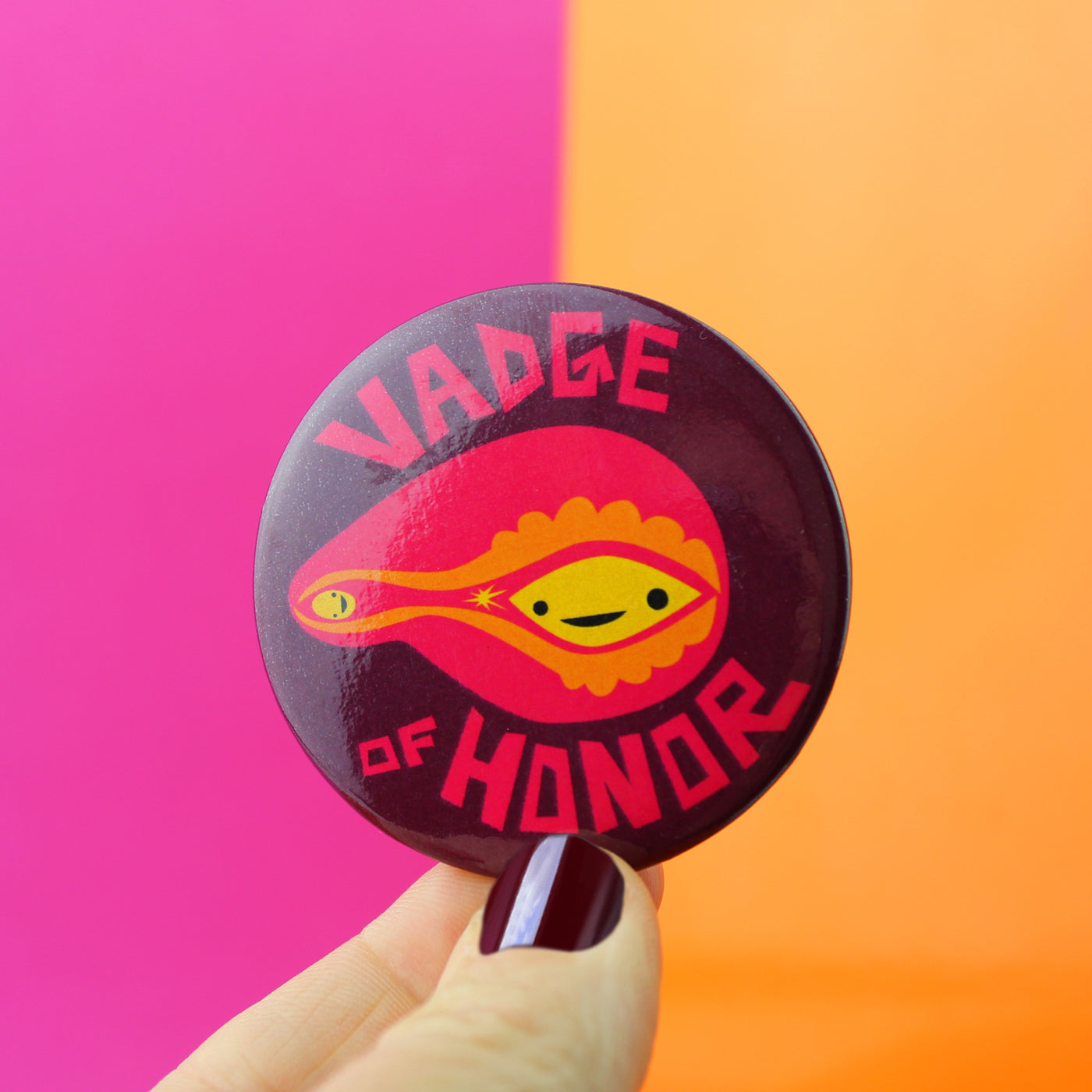 Vadge of Honor Magnet - Maroon/Hot Pink/Orange - I Heart Guts